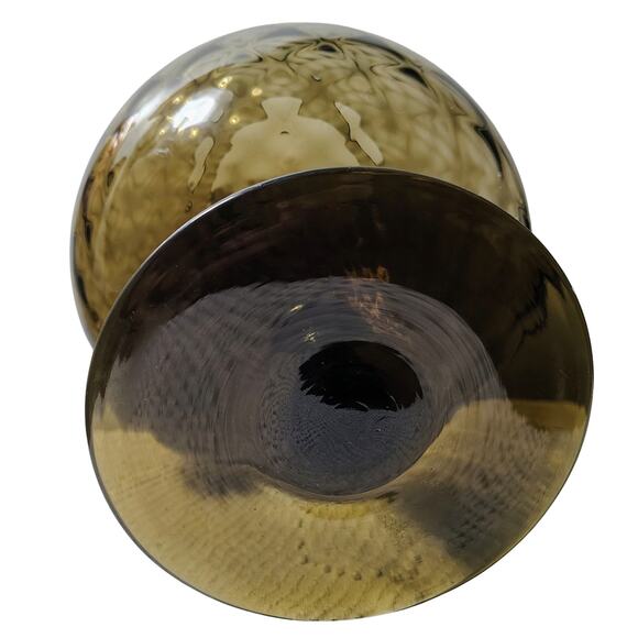 50s Rare Black Glass MCM Mid-Century Modern Huge Base Optical Vase Empoli Italy - Picture 4 of 8